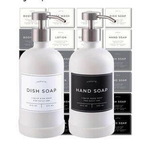 2 Verute 16oz refillable glass soap dispensers